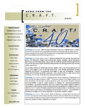 C.R.A.F.T. Spring 2015 Newsletter