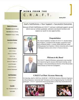 C.R.A.F.T. Inc. Spring 2019 Newsletter